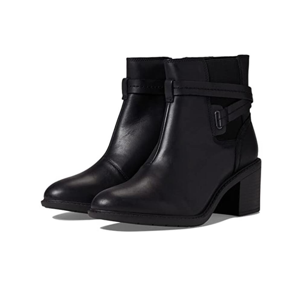 USED Clarks Women's Scene Star Mid Calf Boot, Black Leather, 6 Medium US